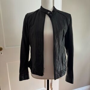Cole Haan Signature Black Leather Motorcycle Jacket